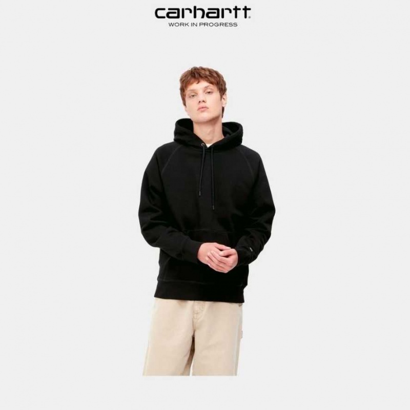 Noir Carhartt Wip Encapuchonné Chase Sweatshirt - Danmark VAD-1897243