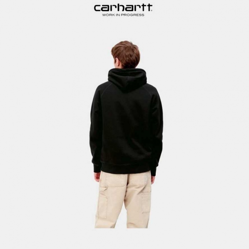 Noir Carhartt Wip Encapuchonné Chase Sweatshirt - Danmark VAD-1897243