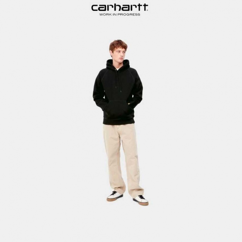 Noir Carhartt Wip Encapuchonné Chase Sweatshirt - Danmark VAD-1897243