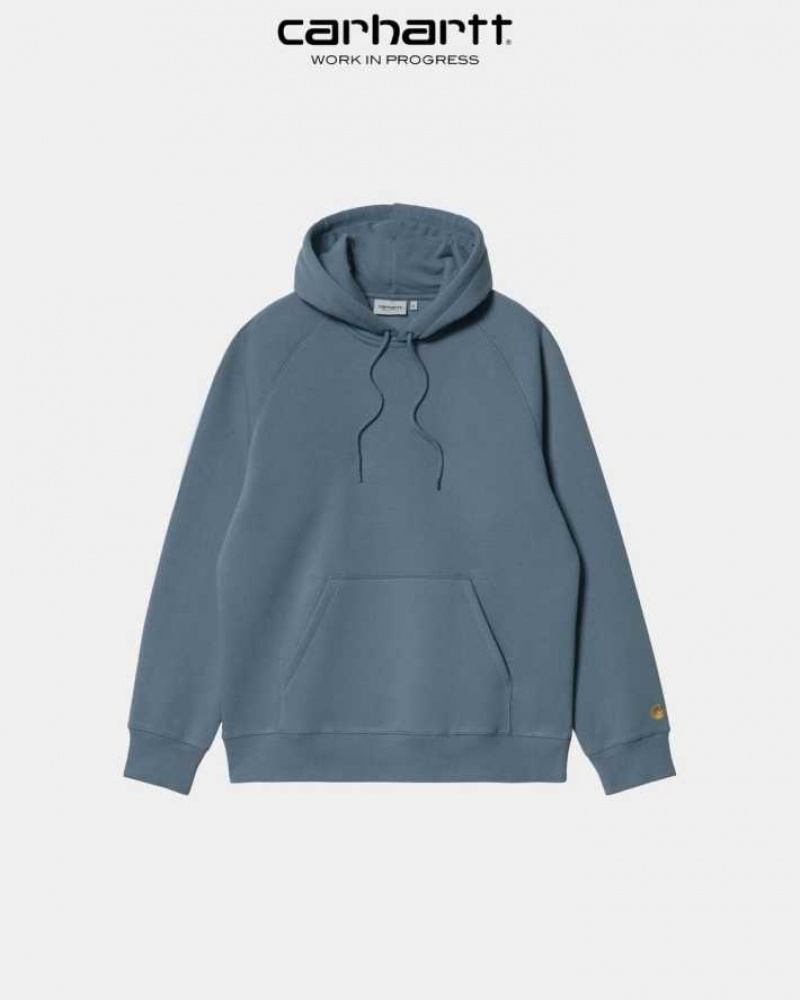 Bleu Carhartt Wip Encapuchonné Chase Sweatshirt - Danmark FFZ-3110554