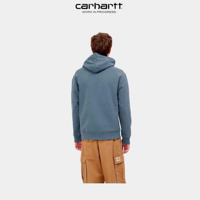 Bleu Carhartt Wip Encapuchonné Chase Sweatshirt - Danmark FFZ-3110554