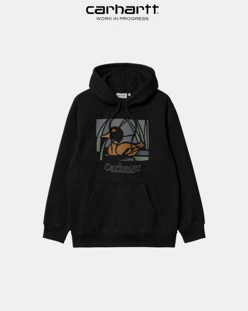 Noir Carhartt Wip Encapuchonné Duck Pond Sweatshirt - Danmark YFI-2782945