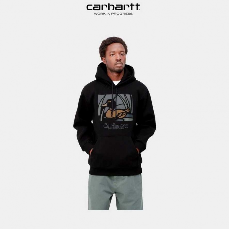 Noir Carhartt Wip Encapuchonné Duck Pond Sweatshirt - Danmark YFI-2782945