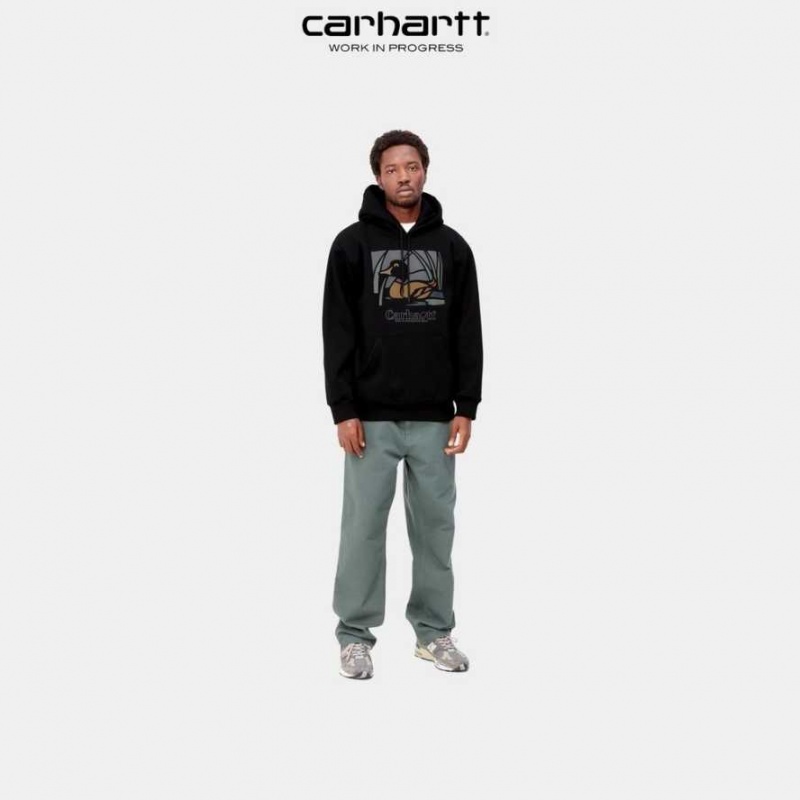 Noir Carhartt Wip Encapuchonné Duck Pond Sweatshirt - Danmark YFI-2782945