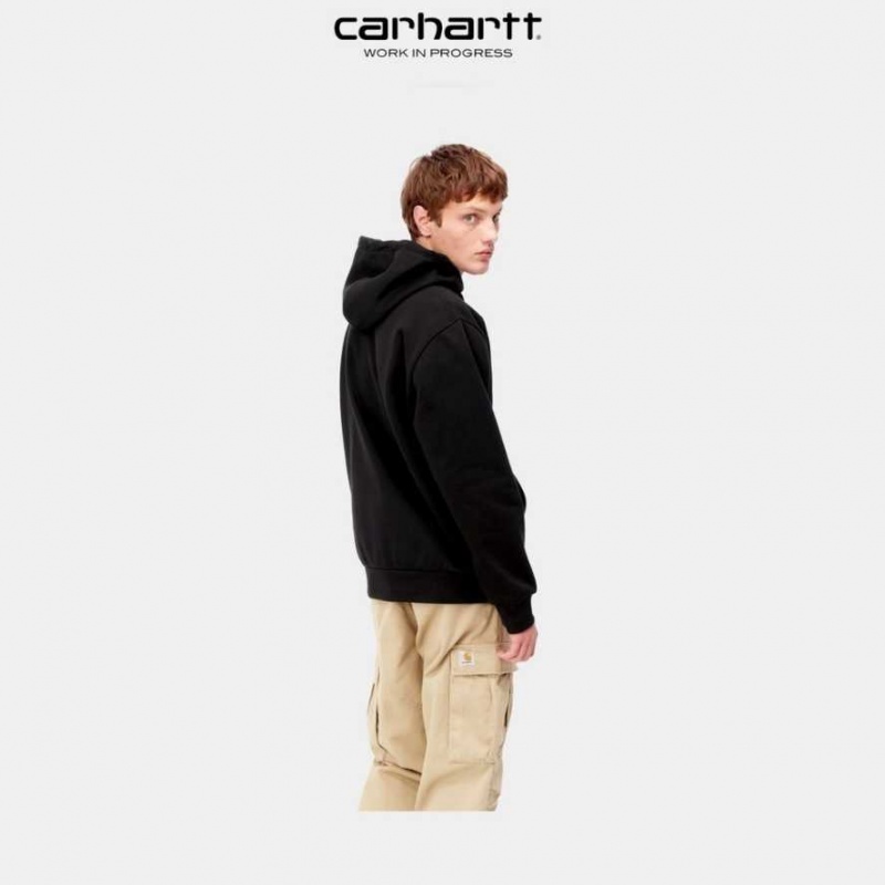 Noir Carhartt Wip Encapuchonné Freight Services Sweatshirt - Danmark VOZ-9815927