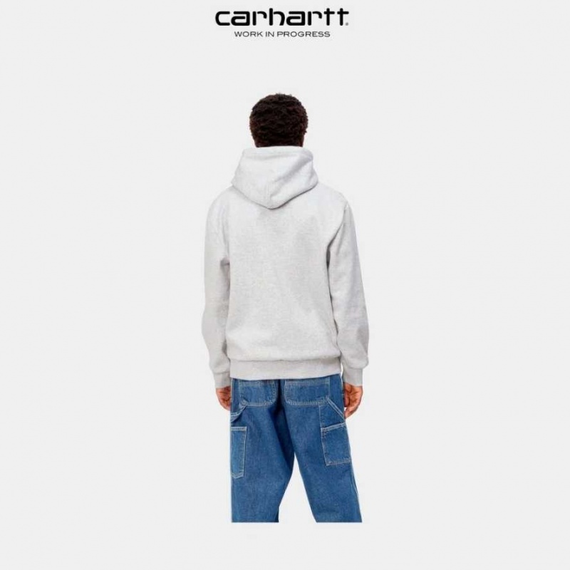 Ash Heather Carhartt Wip Encapuchonné Happy Script Sweatshirt Ash - Danmark HYD-1440757