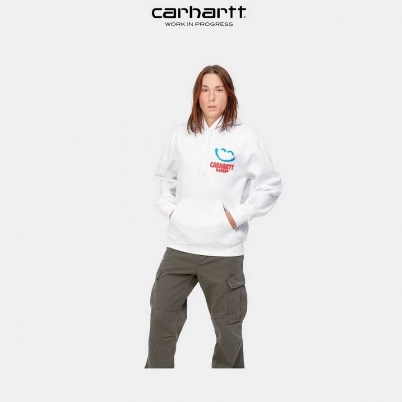 Blanche Carhartt Wip Encapuchonné Happy Script Sweatshirt - Danmark XAU-2311253