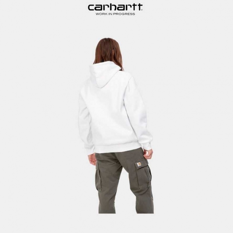 Blanche Carhartt Wip Encapuchonné Happy Script Sweatshirt - Danmark XAU-2311253