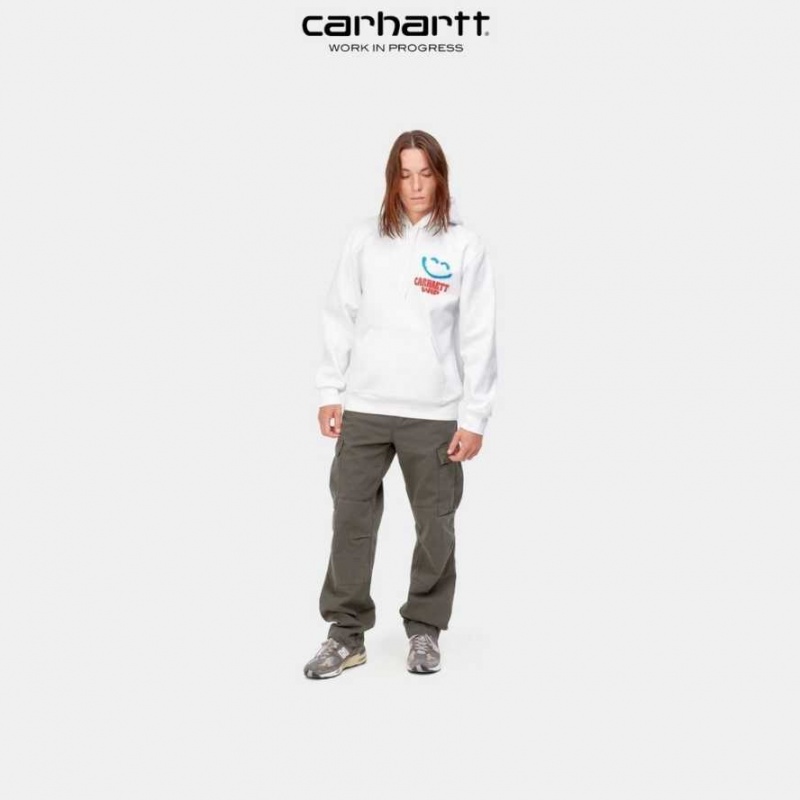 Blanche Carhartt Wip Encapuchonné Happy Script Sweatshirt - Danmark XAU-2311253