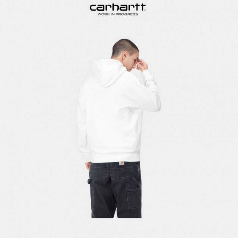 Blanche Carhartt Wip Encapuchonné Scrawl Sweatshirt - Danmark HKG-8866312