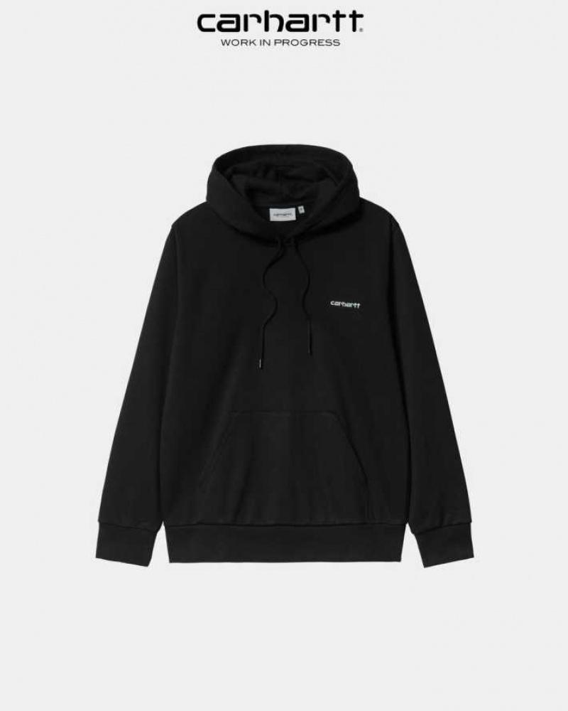 Noir Carhartt Wip Encapuchonné Script Embroidery Sweatshirt - Danmark MGB-3992300