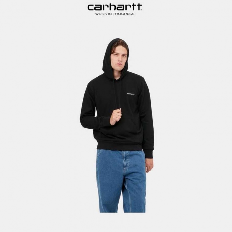 Noir Carhartt Wip Encapuchonné Script Embroidery Sweatshirt - Danmark MGB-3992300