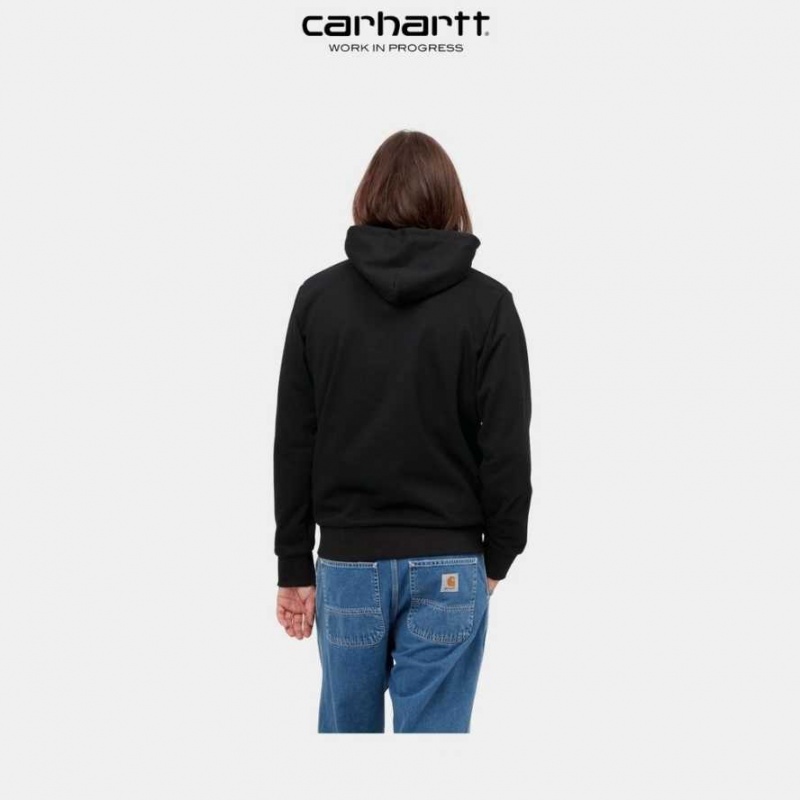 Noir Carhartt Wip Encapuchonné Script Embroidery Sweatshirt - Danmark MGB-3992300