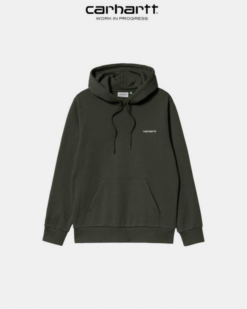 Boxwood Carhartt Wip Encapuchonné Script Embroidery Sweatshirt - Danmark KJS-3318265