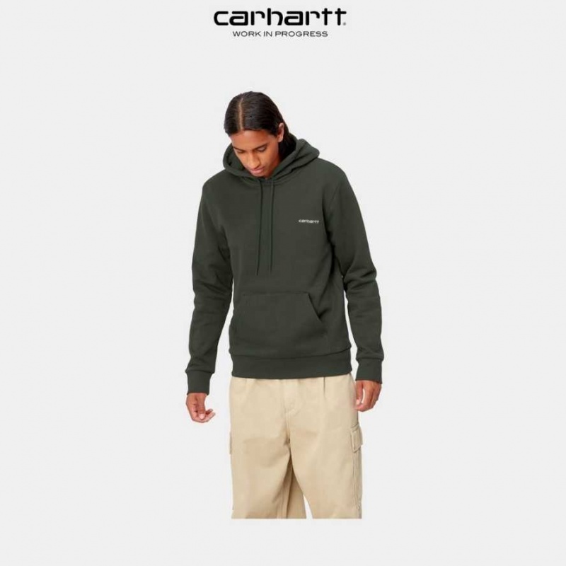 Boxwood Carhartt Wip Encapuchonné Script Embroidery Sweatshirt - Danmark KJS-3318265