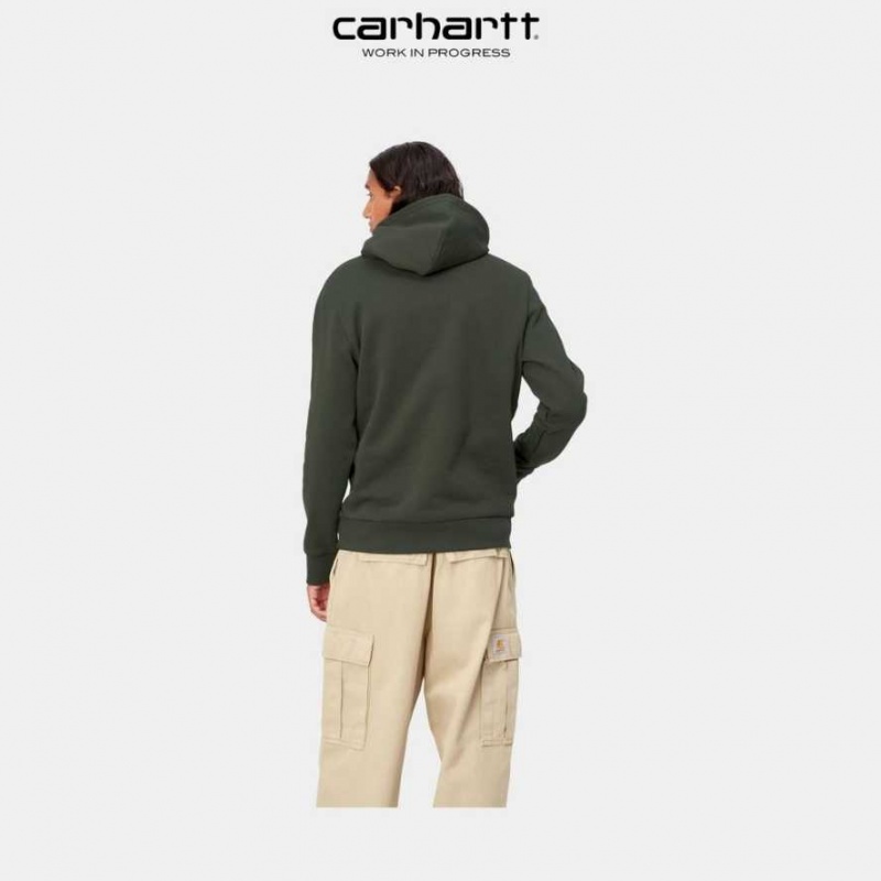 Boxwood Carhartt Wip Encapuchonné Script Embroidery Sweatshirt - Danmark KJS-3318265