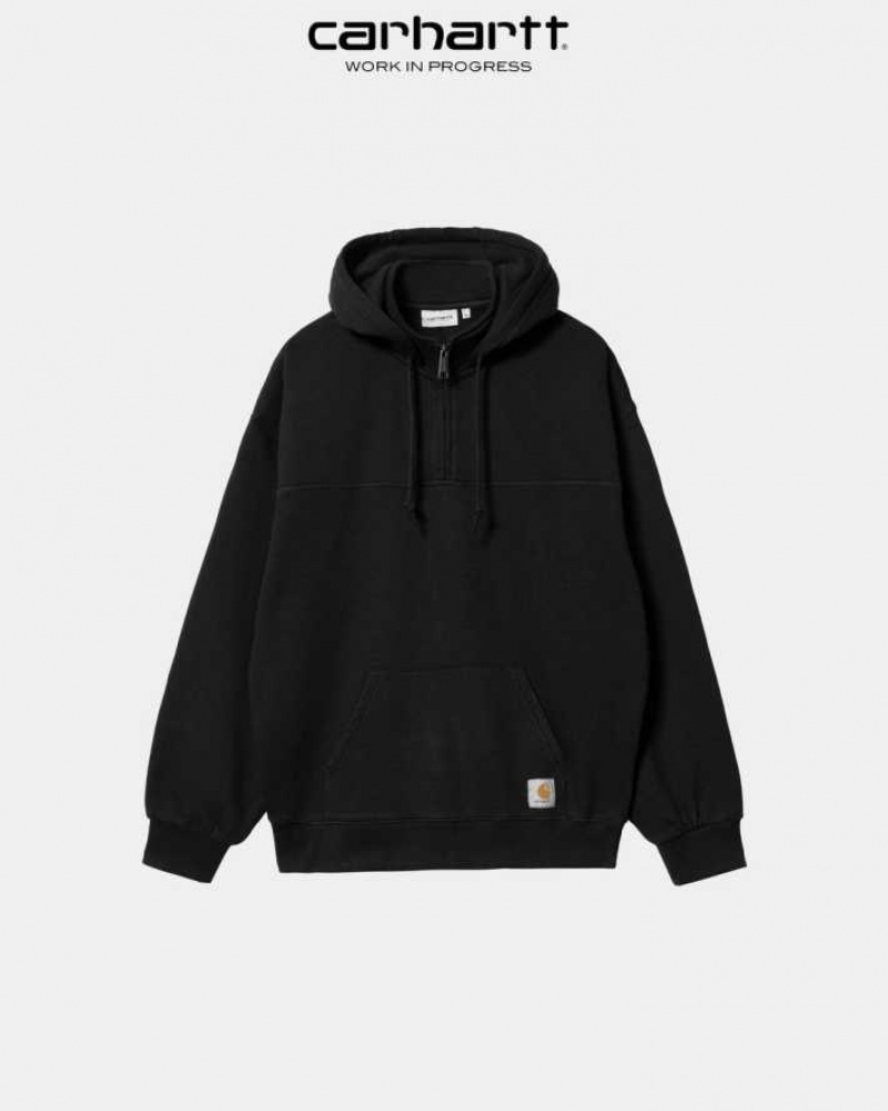 Noir Carhartt Wip Encapuchonné Wade Half Zip Sweatshirt - Danmark WKW-4135906