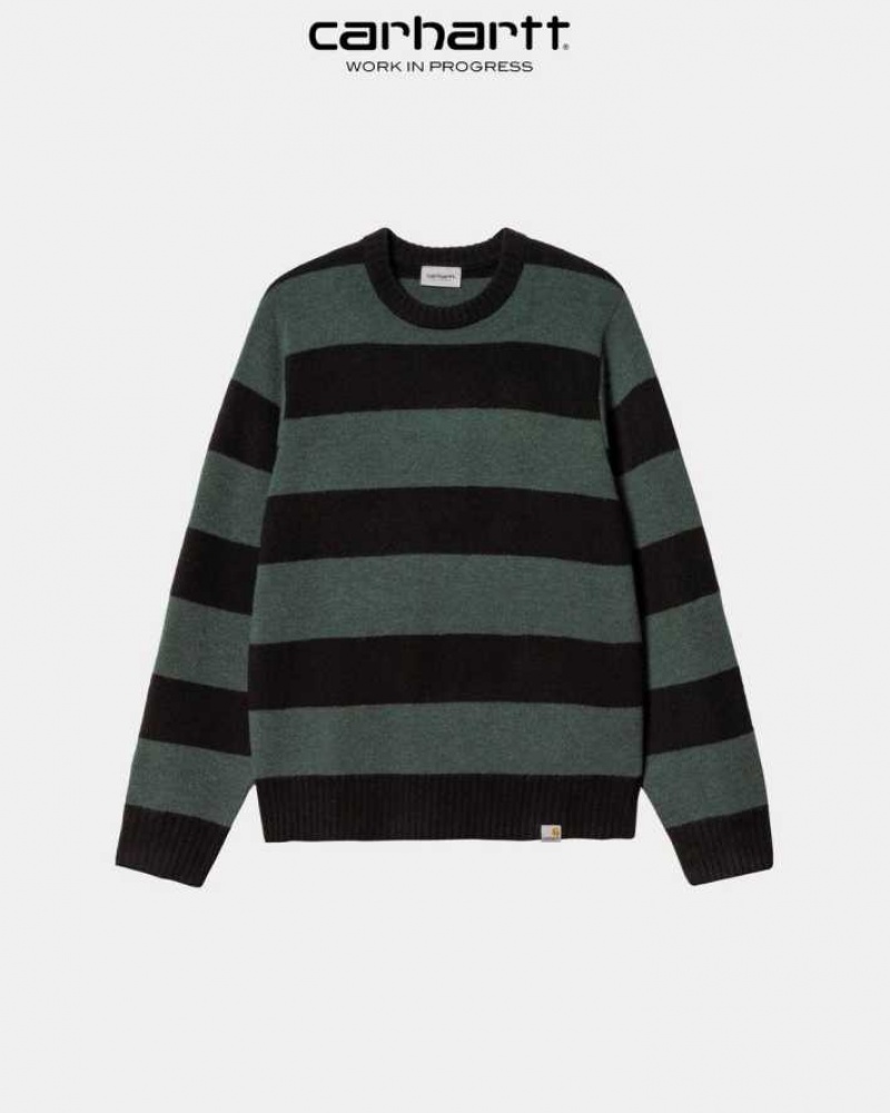 Juniper Heather Carhartt Wip Jagger Stripe Pull Juniper - Danmark ZHU-8454993