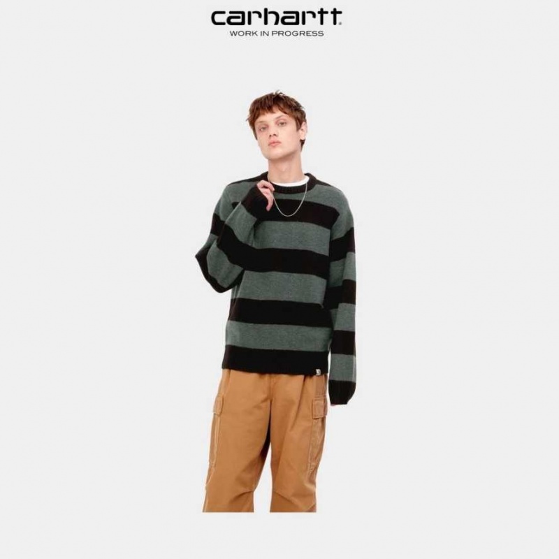 Juniper Heather Carhartt Wip Jagger Stripe Pull Juniper - Danmark ZHU-8454993