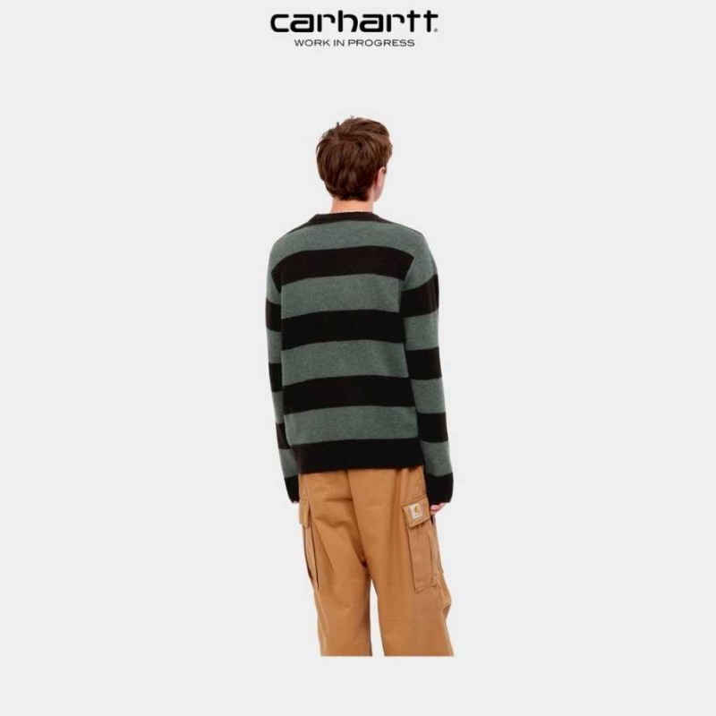 Juniper Heather Carhartt Wip Jagger Stripe Pull Juniper - Danmark ZHU-8454993