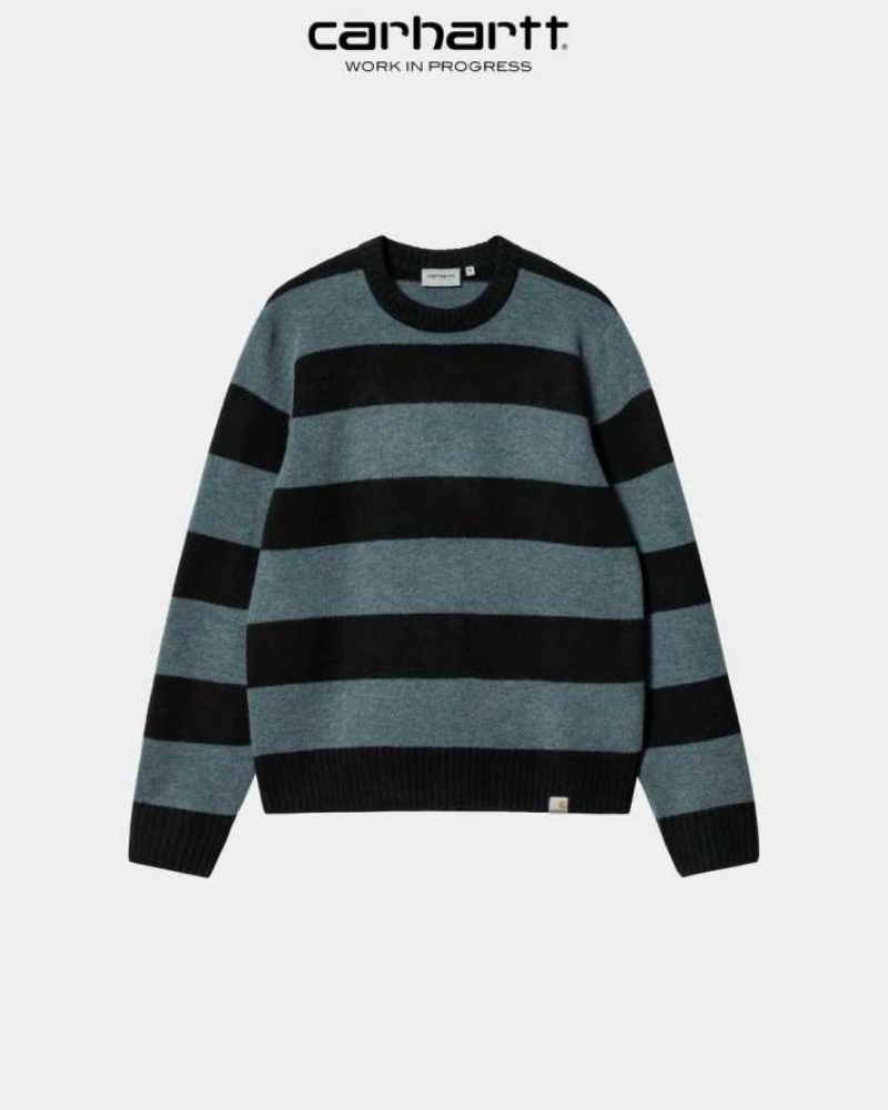 Bleu Carhartt Wip Jagger Stripe Pull - Danmark URI-7638380