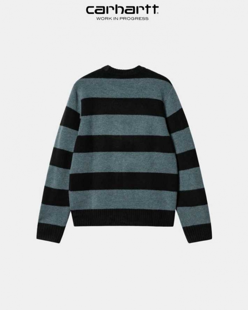 Bleu Carhartt Wip Jagger Stripe Pull - Danmark URI-7638380