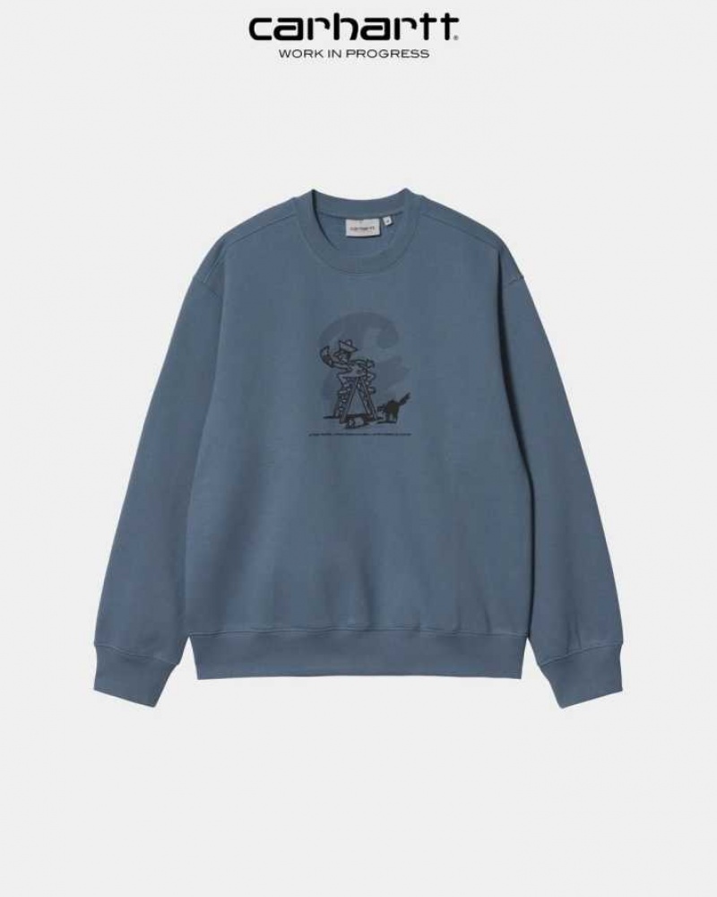 Bleu Carhartt Wip Lucky Painter Sweatshirt - Danmark TLG-9922501