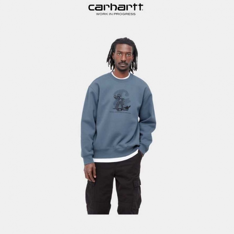 Bleu Carhartt Wip Lucky Painter Sweatshirt - Danmark TLG-9922501