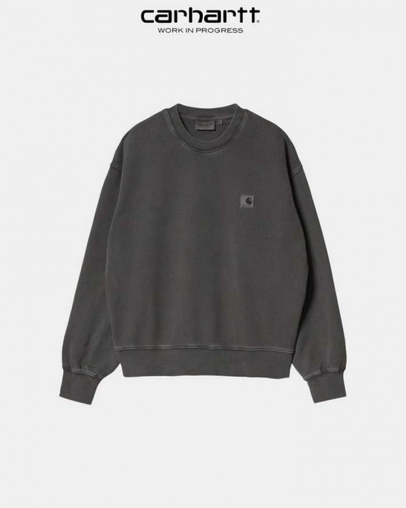 Vulcan (garment dyed) Carhartt Wip Nelson Sweatshirt Vulcan (garment - Danmark UUZ-1802214