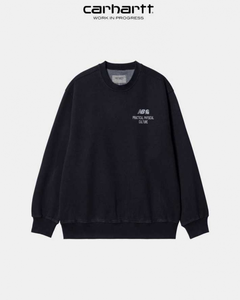 Bleu Marine Foncé Carhartt New Balance x Carhartt WIP Sculpture Center Sweatshirt Bleu Marine - Danmark KZH-2648094