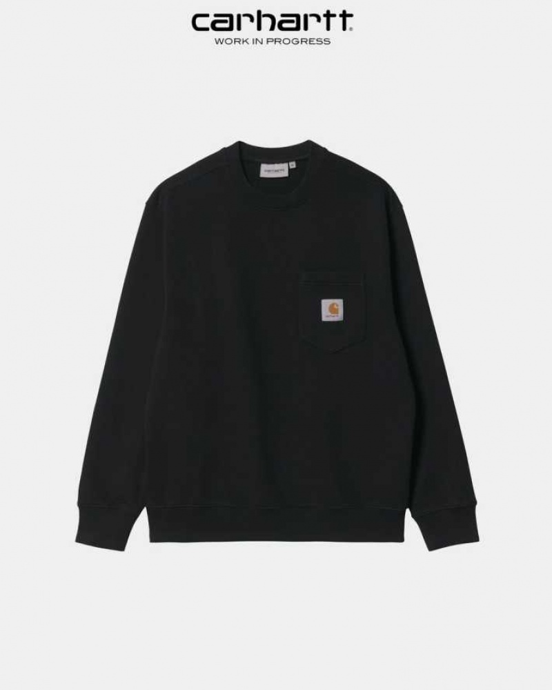 Noir Carhartt Wip Pocket Sweatshirt - Danmark EBR-3155351