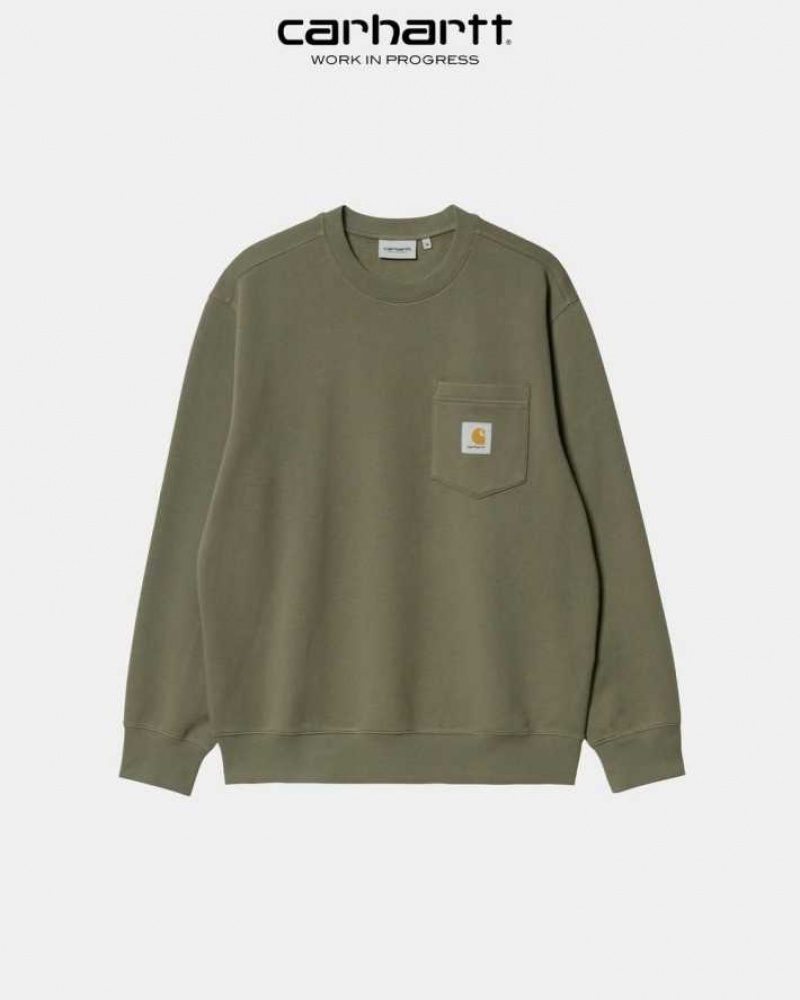 Seaweed Carhartt Wip Pocket Sweatshirt - Danmark QQZ-4278548