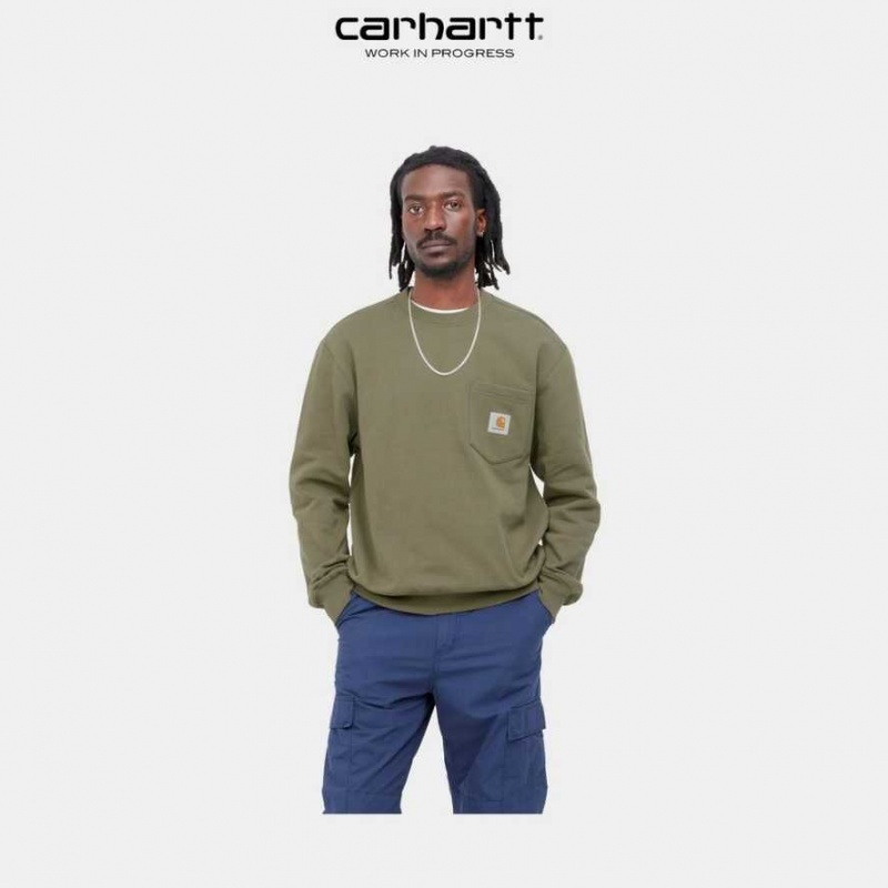 Seaweed Carhartt Wip Pocket Sweatshirt - Danmark QQZ-4278548