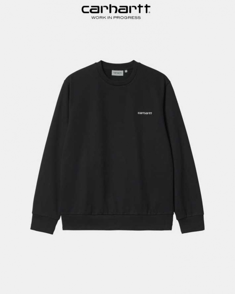 Noir Carhartt Wip Script Embroidery Sweatshirt - Danmark FWA-1894785