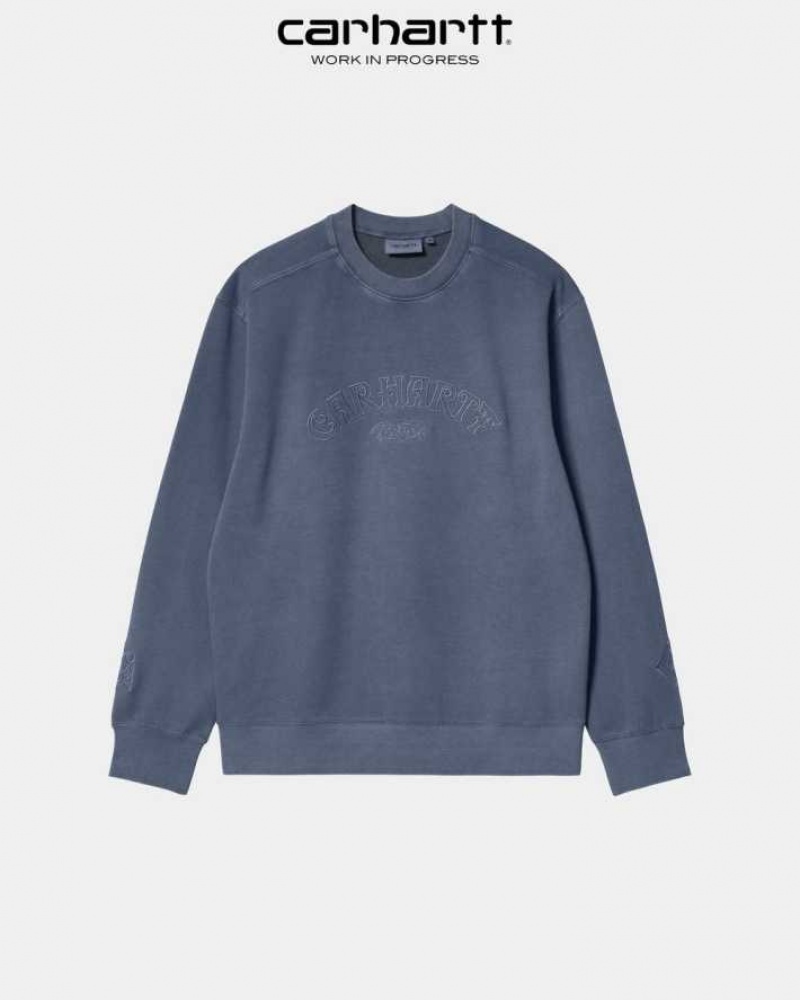 Bleu Carhartt Wip Verse Script Sweatshirt - Danmark FVL-3237894