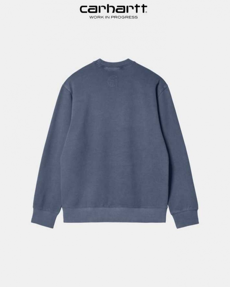 Bleu Carhartt Wip Verse Script Sweatshirt - Danmark FVL-3237894