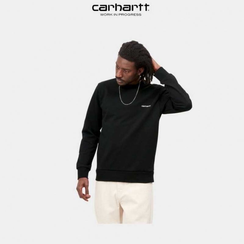 Noir Carhartt Wip Script Embroidery Sweatshirt - Danmark FWA-1894785