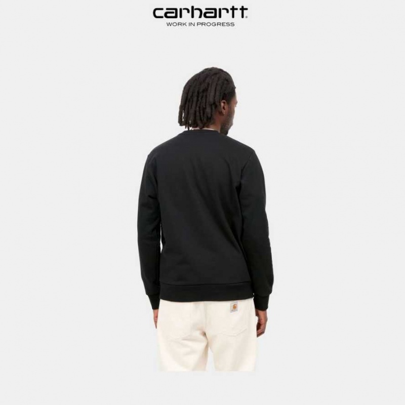 Noir Carhartt Wip Script Embroidery Sweatshirt - Danmark FWA-1894785