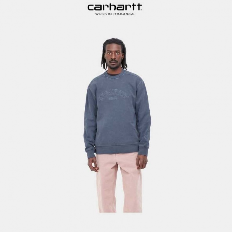 Bleu Carhartt Wip Verse Script Sweatshirt - Danmark FVL-3237894