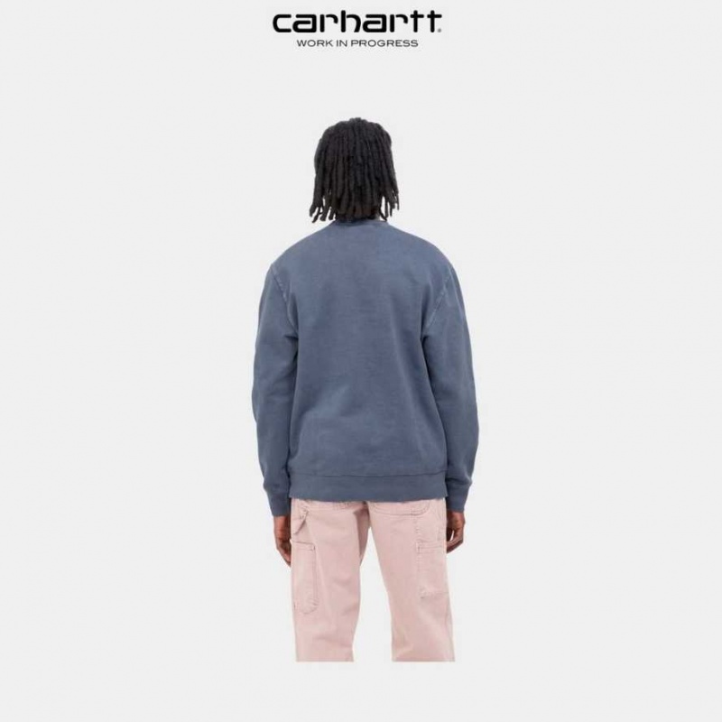 Bleu Carhartt Wip Verse Script Sweatshirt - Danmark FVL-3237894