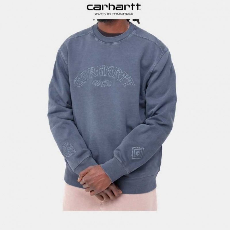 Bleu Carhartt Wip Verse Script Sweatshirt - Danmark FVL-3237894