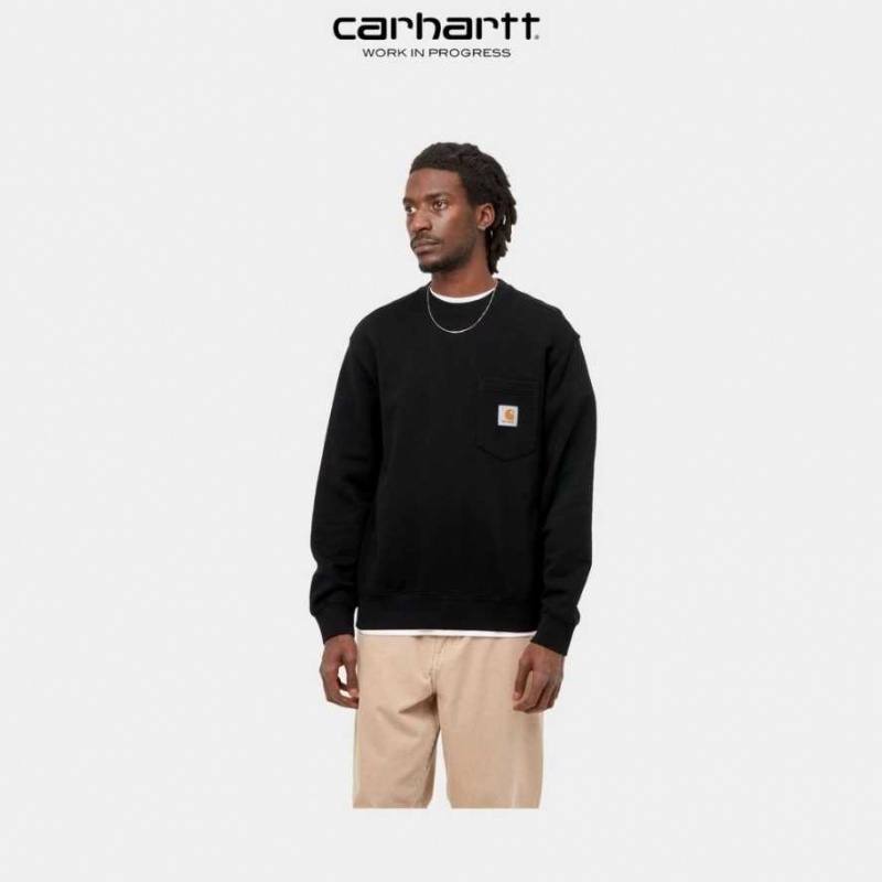 Noir Carhartt Wip Pocket Sweatshirt - Danmark EBR-3155351