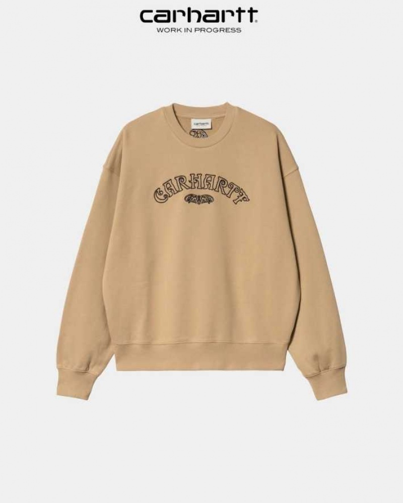 Marron Carhartt Wip Verse Script Sweatshirt - Danmark TKK-7458940