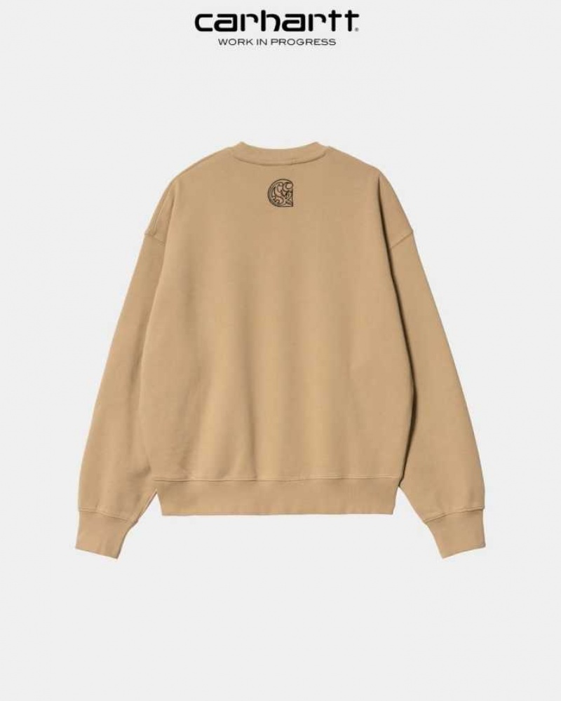 Marron Carhartt Wip Verse Script Sweatshirt - Danmark TKK-7458940