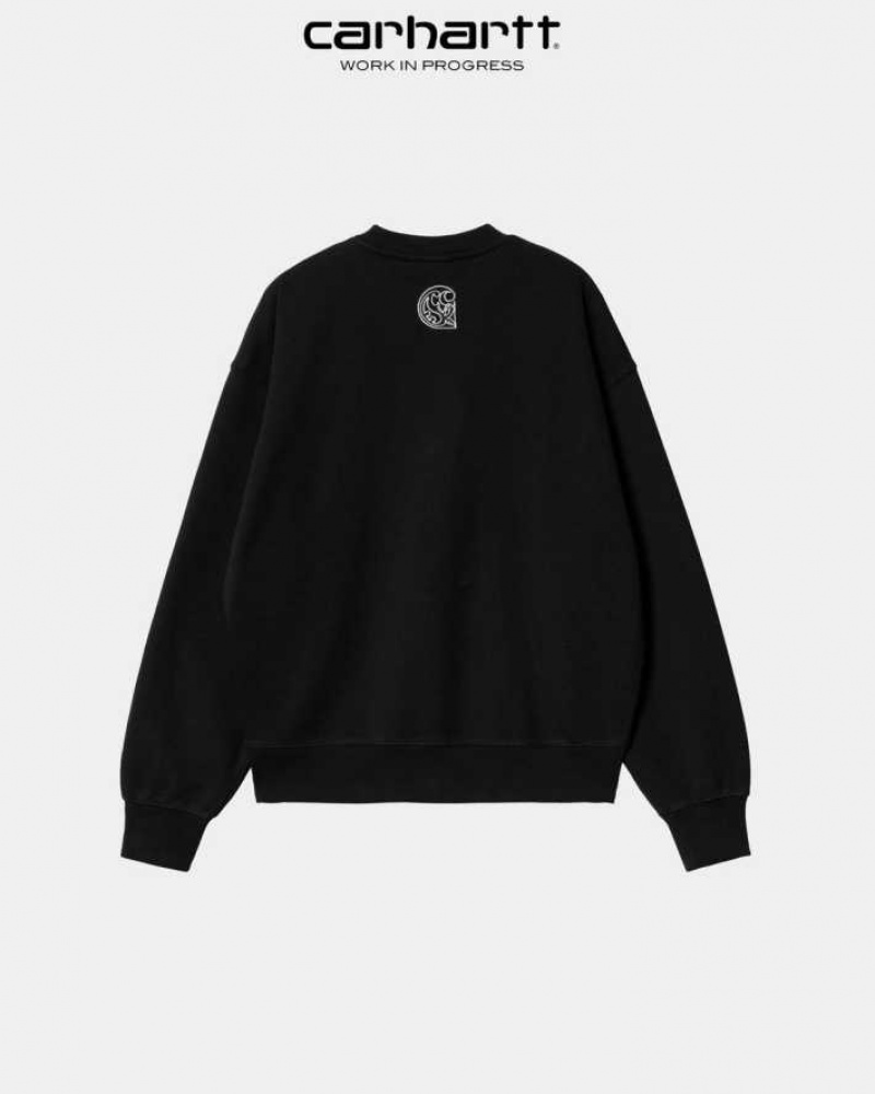 Noir Carhartt Wip Verse Script Sweatshirt - Danmark YII-5857570