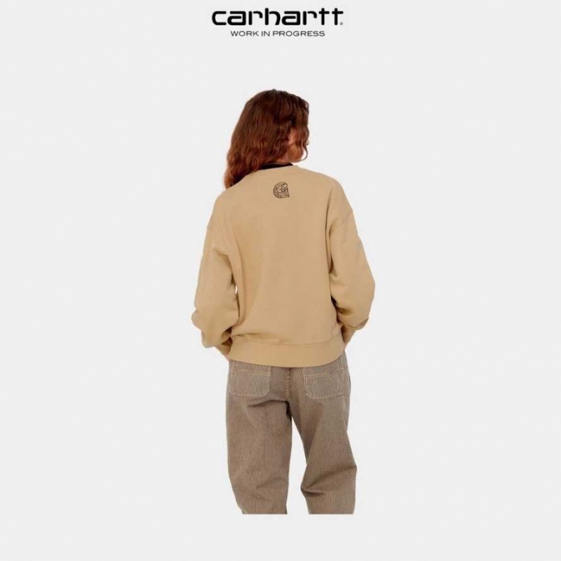 Marron Carhartt Wip Verse Script Sweatshirt - Danmark TKK-7458940