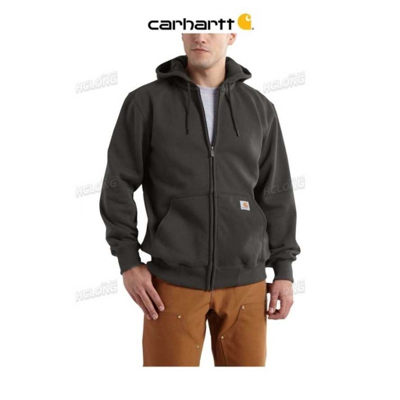 Peat Carhartt Rain Defender Loose Fit Heavyweight Full-Zip Sweatshirt - Danmark MSZ-8283786