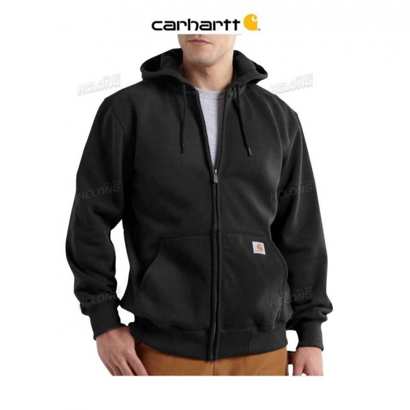 Noir Carhartt Rain Defender Loose Fit Heavyweight Full-Zip Sweatshirt - Danmark WSF-2806060