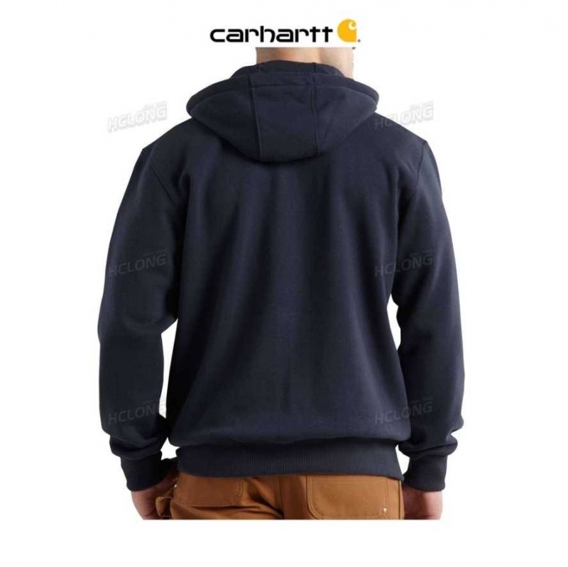 Bleu Marine Carhartt Rain Defender Loose Fit Heavyweight Full-Zip Sweatshirt Bleu - Danmark YFR-8442233