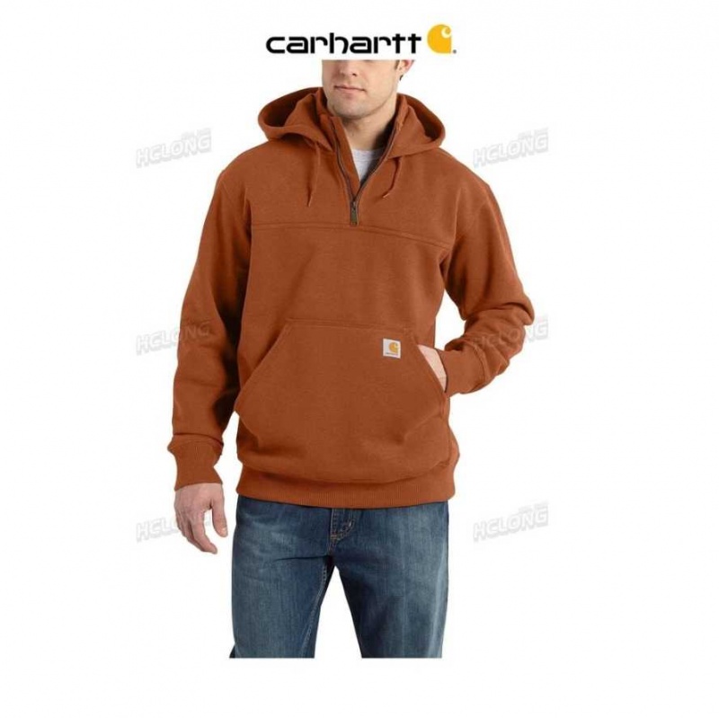 Burnt Sienna Heather Carhartt Rain Defender Loose Fit Heavyweight Quarter-Zip Sweatshirt Burnt Sienna - Danmark CPF-8981810